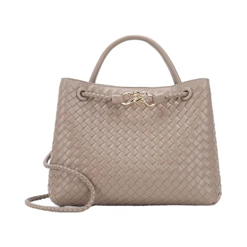 Woven Women's Handbag Tote Bag Vegan Leather Crossbody Handbag with PU Trendy Bowknot Shoulder Satchel Purse Large Casual Bags