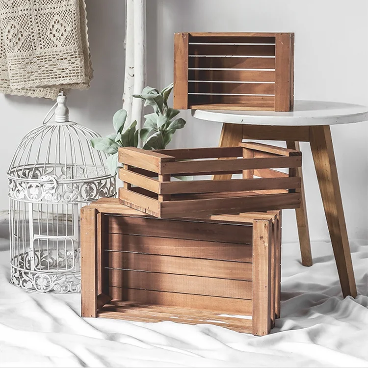 Деревянные ящики для хранения вина с ручками набор из 3