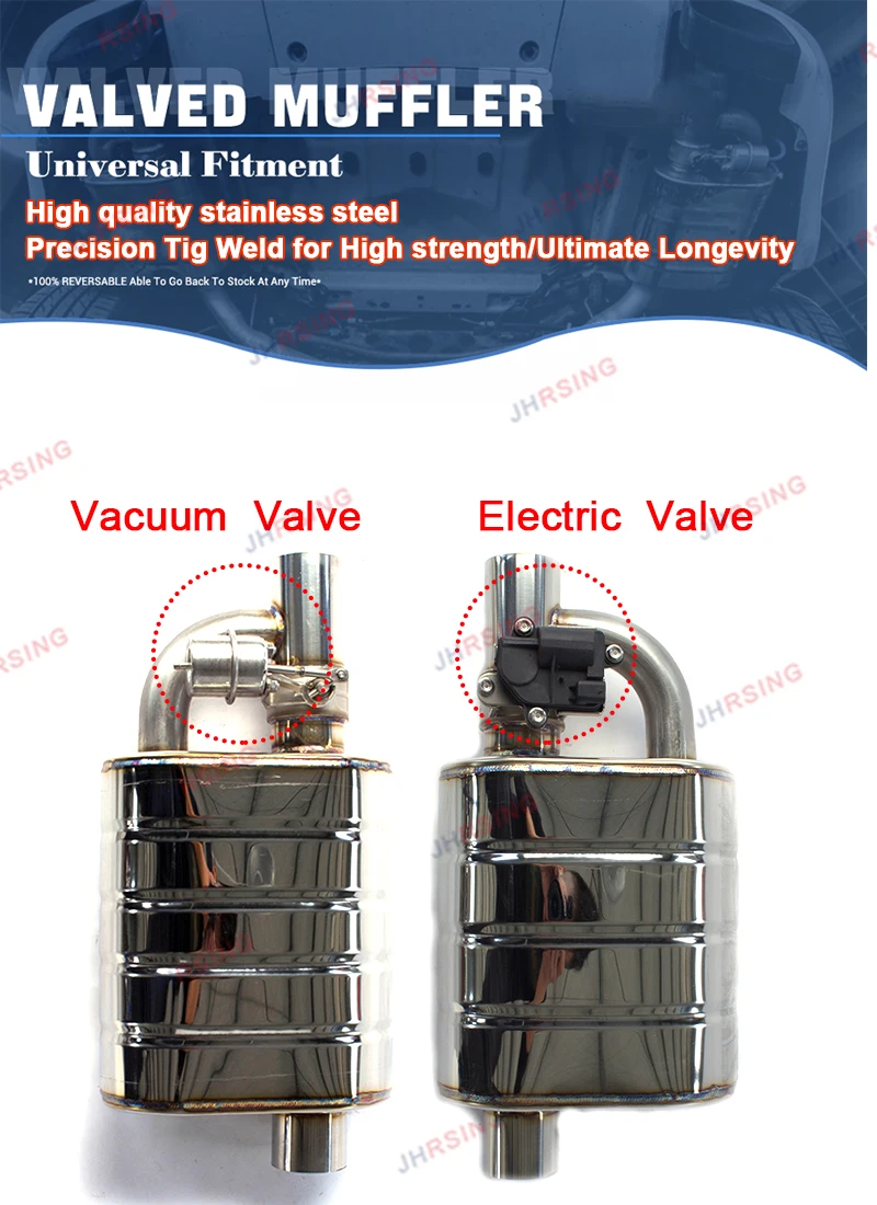 Universal Valvetronic Exhaust Muffler Stainless Steel Pipe 51/ 63/76mm