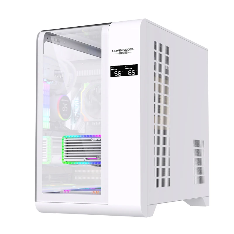 Lovingcool Gaming PC Case Mid Tower ATX with White ATX Motherboard