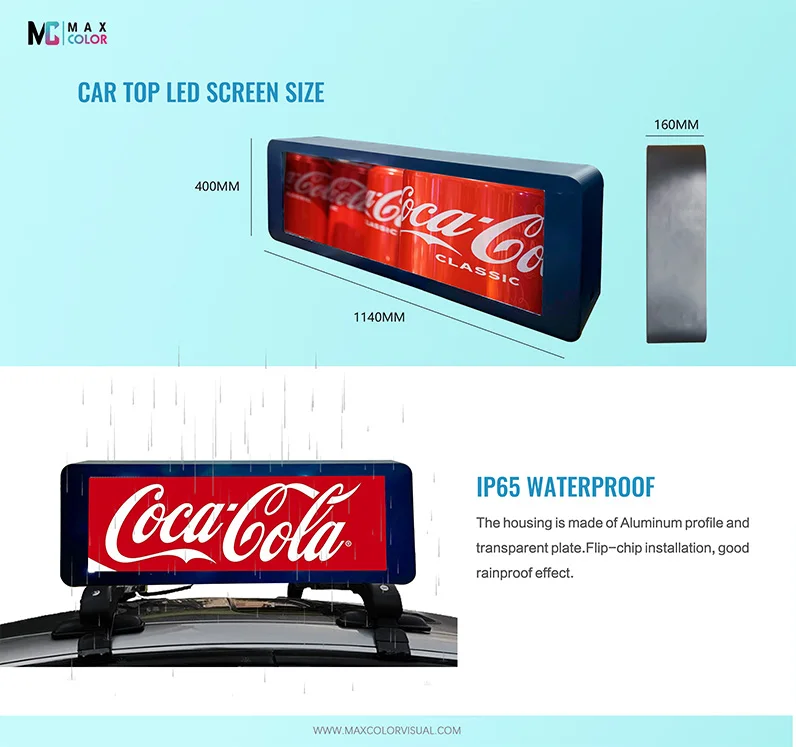 Remote Control P4 Taxi Bus Stop Outdoor Advertising Display Led Car Top Advertising Screen Display