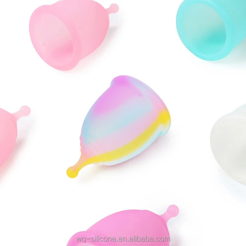 OEM Custom Logo Hot Selling High Quality BPA Free Medical Grade Silicone Women Period Rainbow Reusable Menstrual Cup manufacture