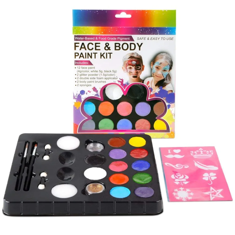 Source 12 Colors Washabl face paint and Body Paints for kids EN71