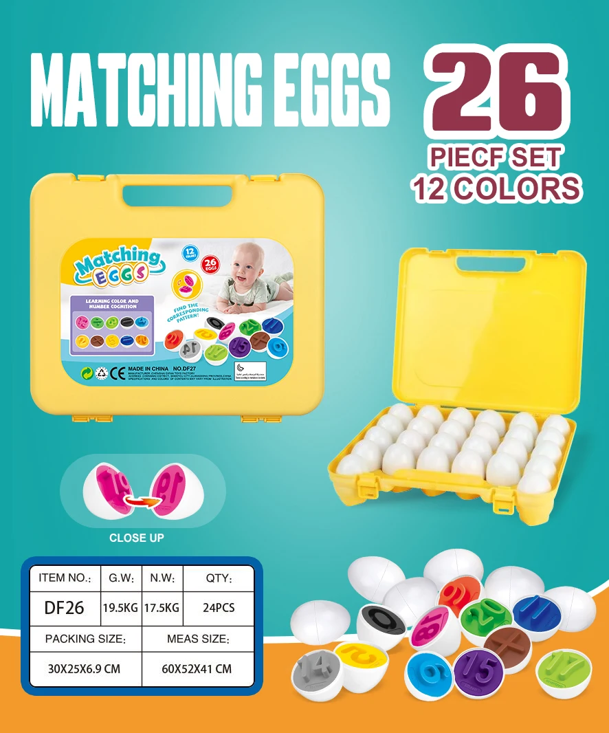 Matching Eggs 12 pcs Set Color Shape Number Matching Egg Set Early Learning Educational Fine Motor Skill Montessori Toy Gift