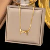 7ah605 bow necklace gold