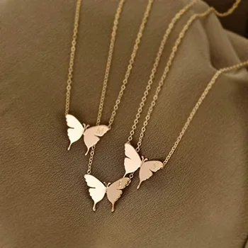 18k Gold Dainty Minimalist Butterfly Necklace Everyday Delicate