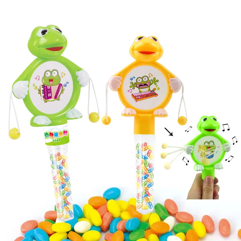 Пластиковый барабан-погремушка в виде лягушки дешевые игрушки для конфет