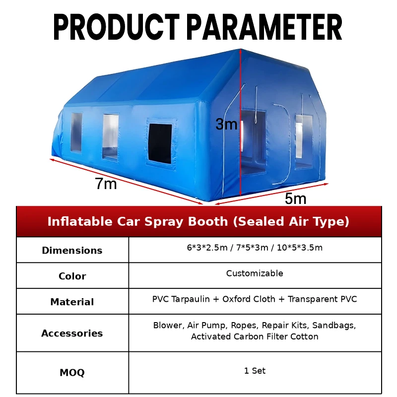 Portable Car Spray Booth Inflatable Automotive Paint Booth with PVC Mesh and Oxford Fabric for Auto Body Painting Repair Workshop