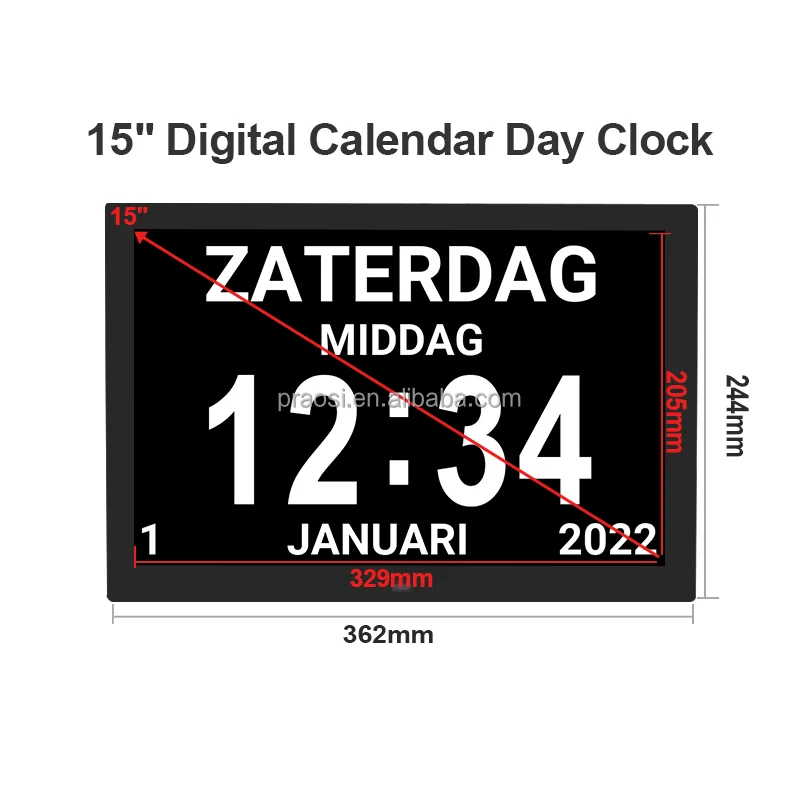 Orologio da calendario digitale per anziani anziani 10.1 orologio Lcd demenza con promemoria per farmaci, telecomando
