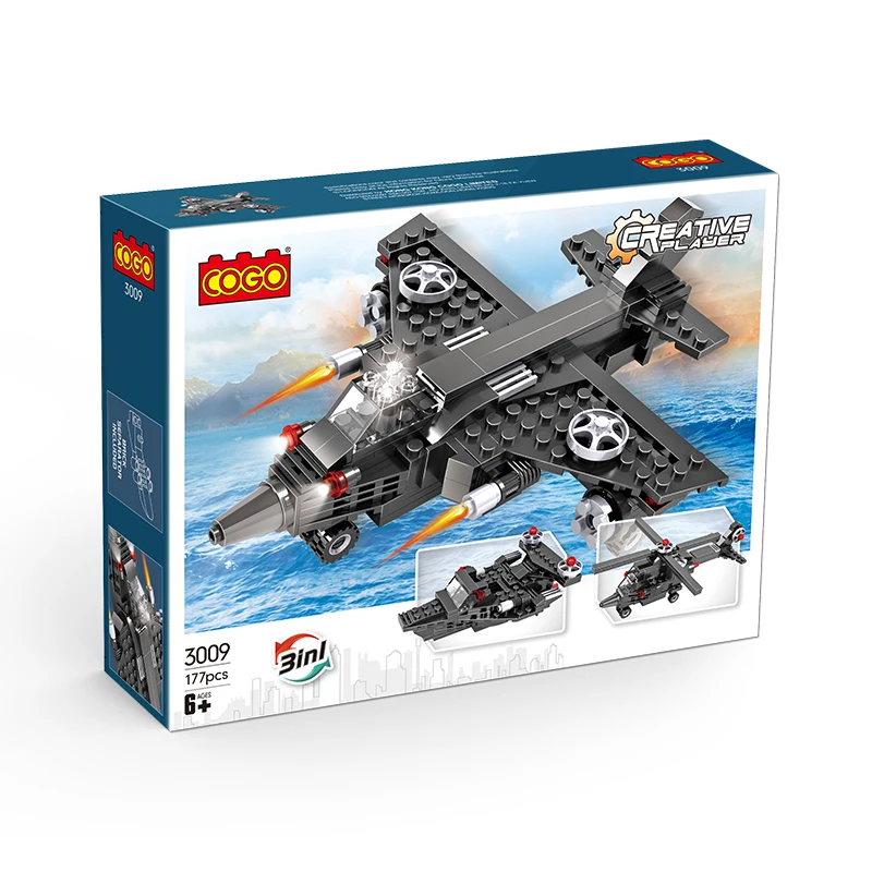 COGO 3 in 1 Building Blocks Deformation Spaceship Warplane Helicopter DIY Blocks Toys
