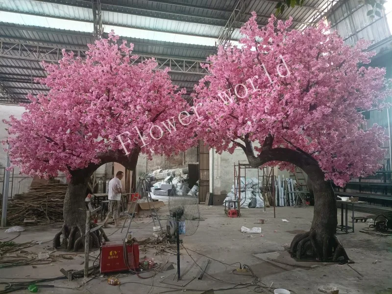 Большое розовое Вишневое дерево персиковое искусственное шелковое желающее Ресторан отеля пейзаж свадебное украшение