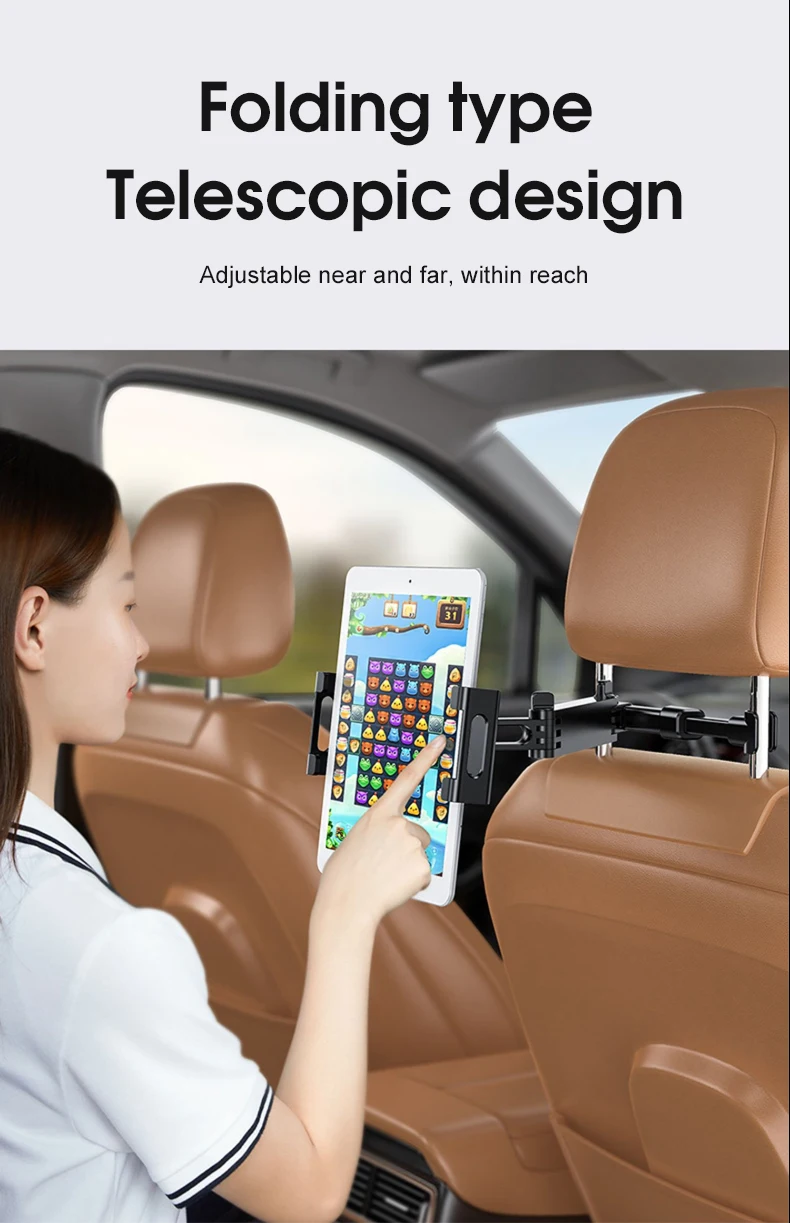 360 Rotatable Car Headrest Tablet Holder Adjustable Car Back Seat