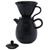 Black - Ceramic Filter Pot + 2 Cups and Saucers