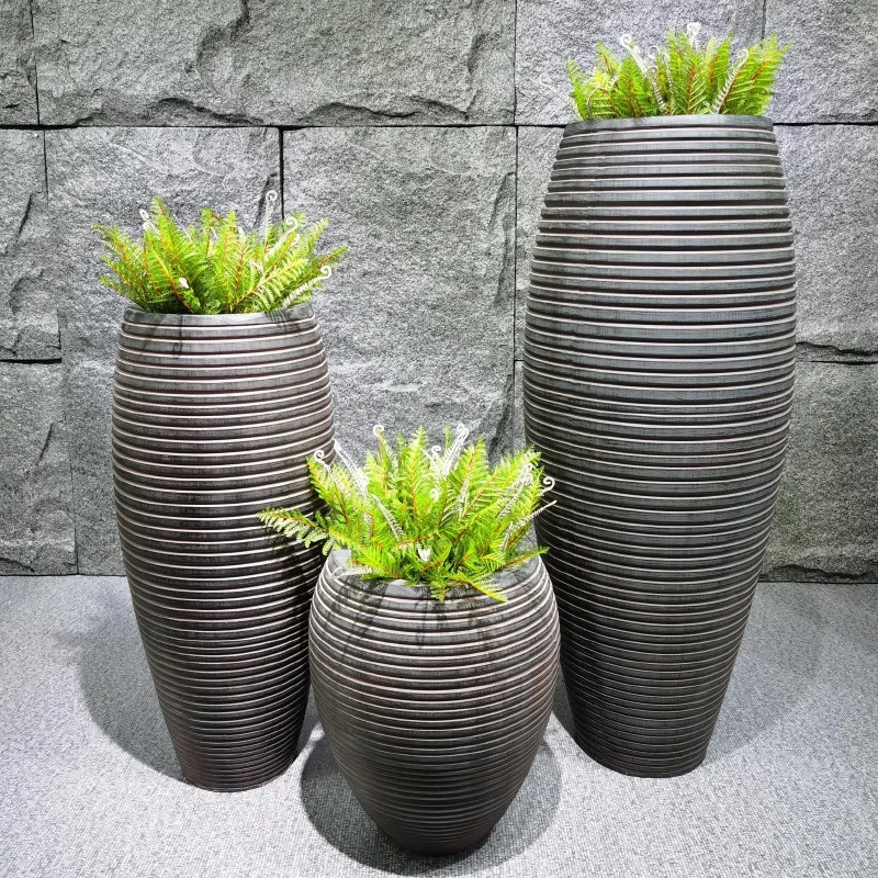 ファイバーグラス製 大型プランター 植木鉢 鉢カバー セット おしゃれ