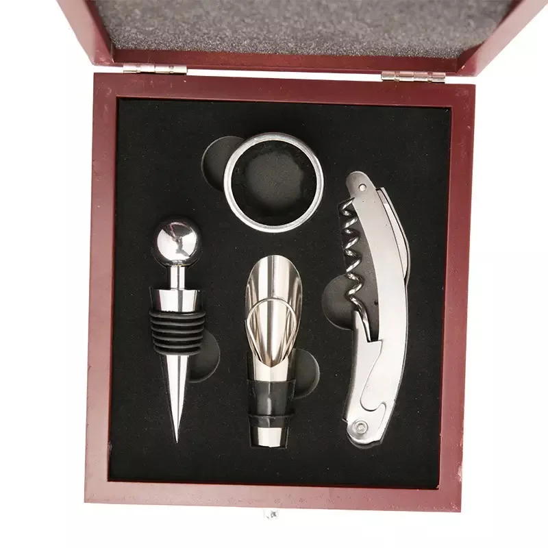 Professional Wine Set Wooden Box Bottle Wine Bar Tools Gift Corkscrew
