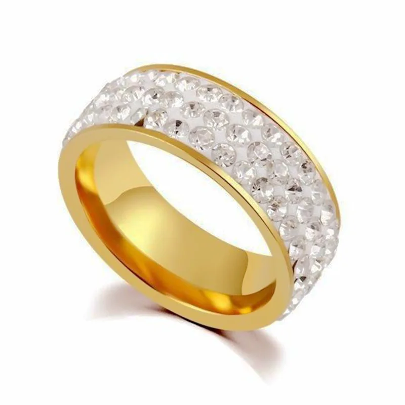 Mix Size Offer Non Tarnish Gold Silver Diamond Ring Women Ring Stainless Steel Rings Wholesale N204230