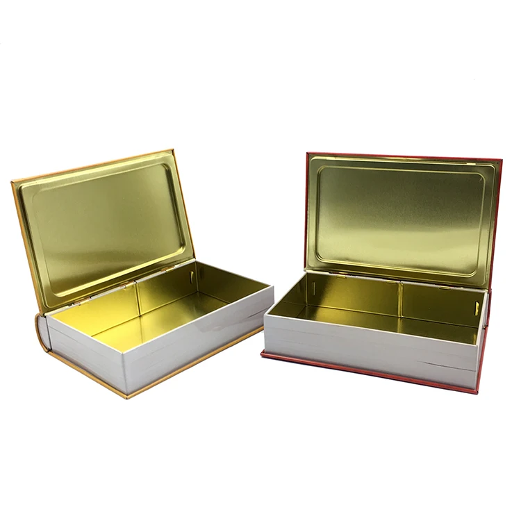 Wholesale Customized Decorative Book Shape Container Metal Tin Can Gift Package Box for Kids