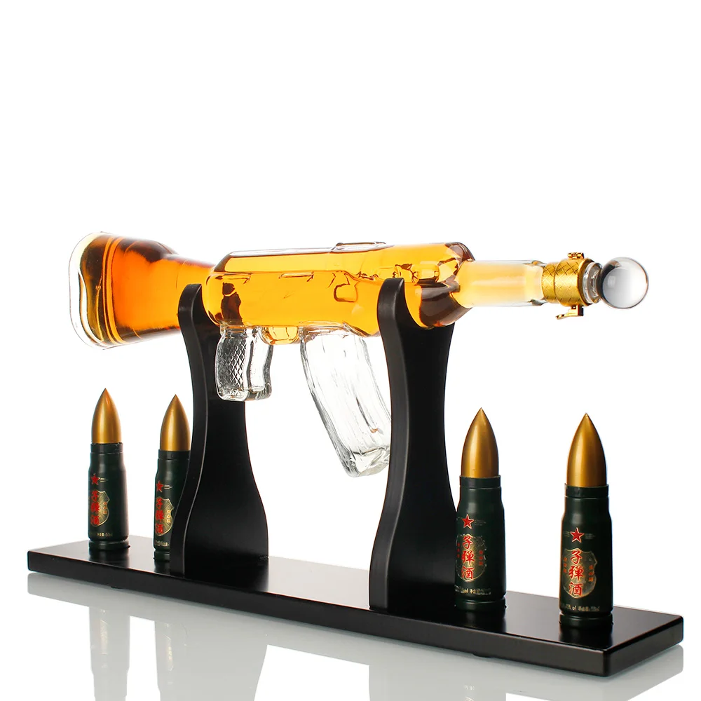 Ak47 Rifle Gun Shape Borosilicate Glass Bottle With Bullet Drink Bottle ...