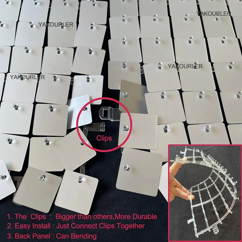 New Type Interlock Clip System Interlocking Glitter Panel Wedding Party Events Use Sequin Panels Shimmer Wall Backdrop