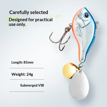 Full-Water-Column 24g 50mm Rotating Spinner Noise Blade Sinking Vib Long-Cast Stainless Steel Bionic Artificial Fish Lure Hooks – Hooks – view 5
