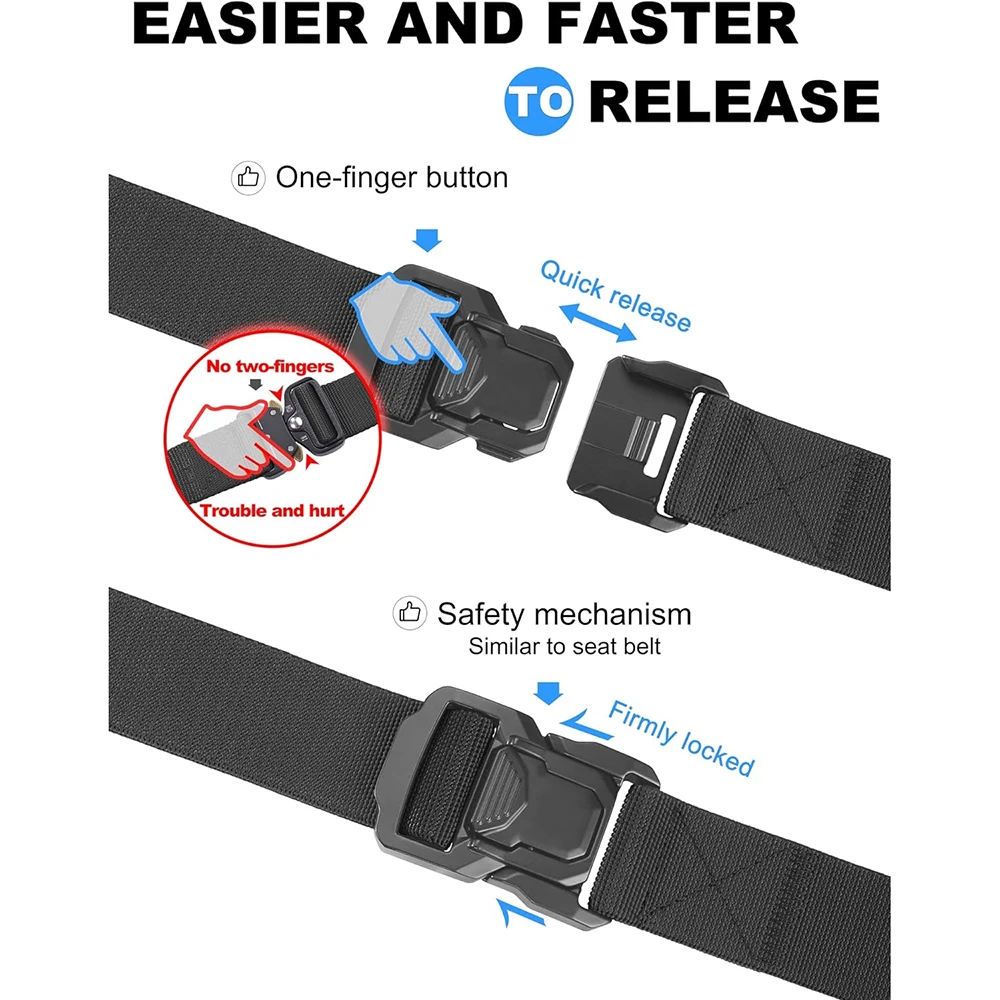 Durable Tactical Belt Rigger Nylon Web Work Belt with Quick Release Heavy Duty Buckle Tactical Belt