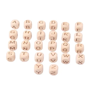 Bulk Loose New Fashion 12mm 100pcs Mix Wholesales for Kids Jewelry Making Wood Letters Alphabet Beads