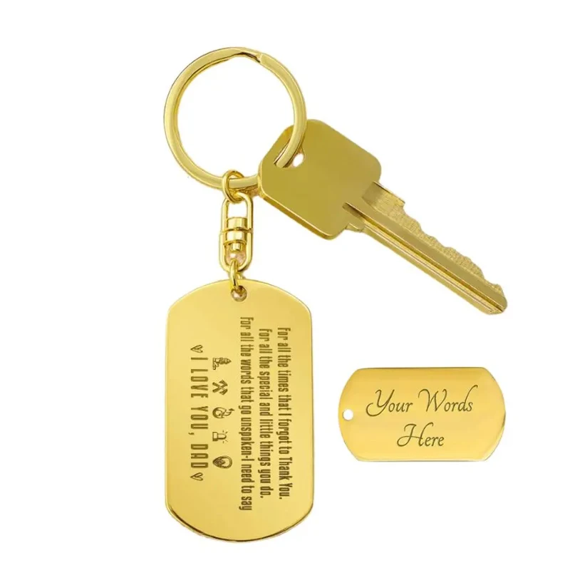 Personalized Stainless Steel Dog Tag Keychain Custom ID Name and Logo Engraved Fashionable Promotional Bag Car Key Holder