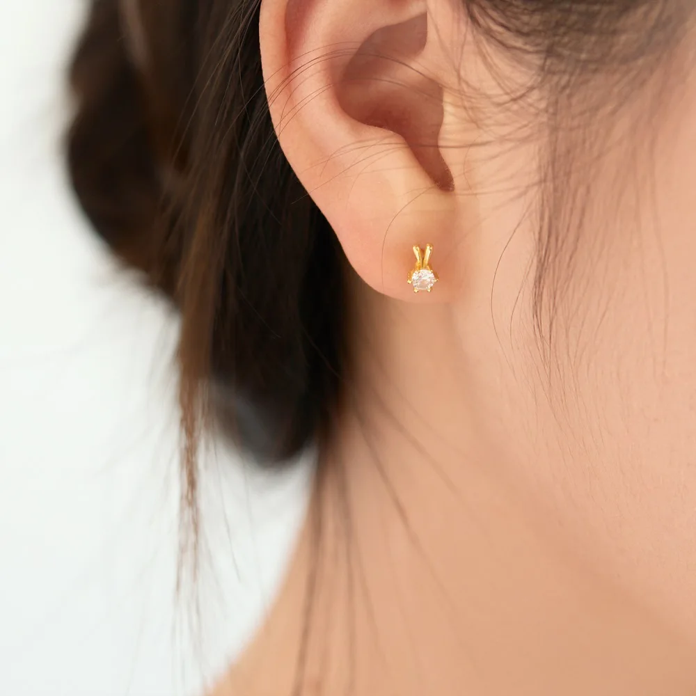 KAKODIY 18K Gold Plated Bunny Carrot 925 Sterling Silver Easter Earrings Cubic Zircon Stud Earrings Accessories Women detail 3