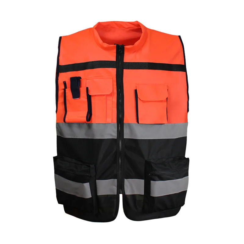 Reflective Jacket Customized Safety Traffic Two Toned Zip up Style Safety Jackets Vest for Construction Workers