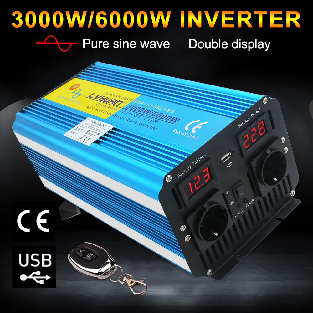 Stock Available Lvyuan DC AC inversor 3000W / 6000W 12V 24V 230V Pure Sine  Wave Inverter for Inverters & Converters - AliExpress