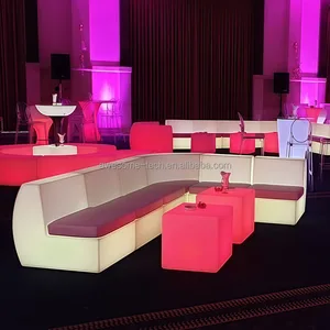 Hot Selling LED Sofa Set for Apartment Living Room Multi-Color Modular Couch and Leisure Chaise Made of Plastic