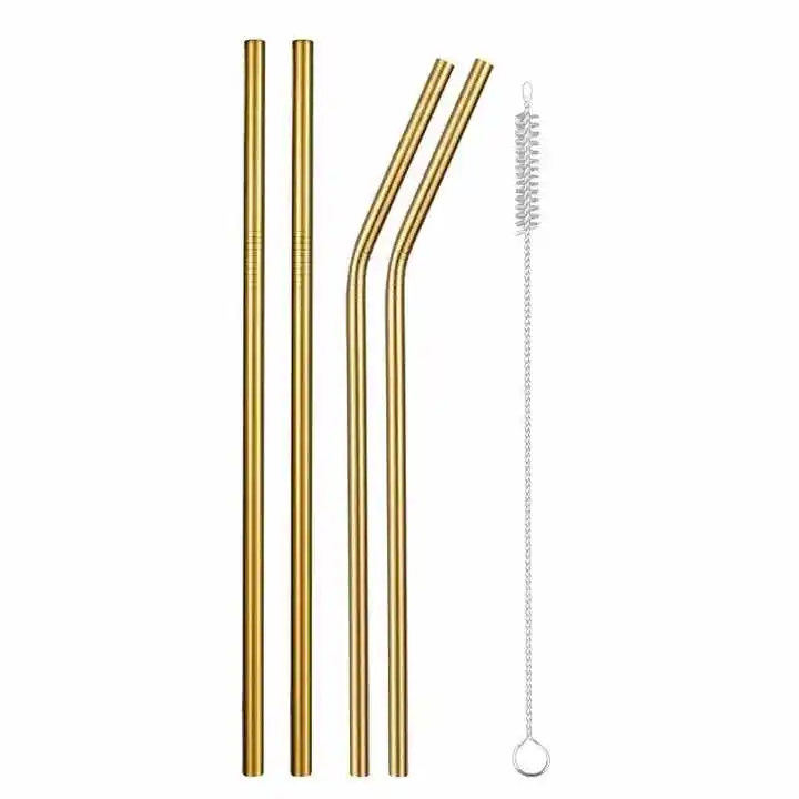 Kraft Paper Box Packing Eco Straw Stainless Steel Foldable Straw Metal