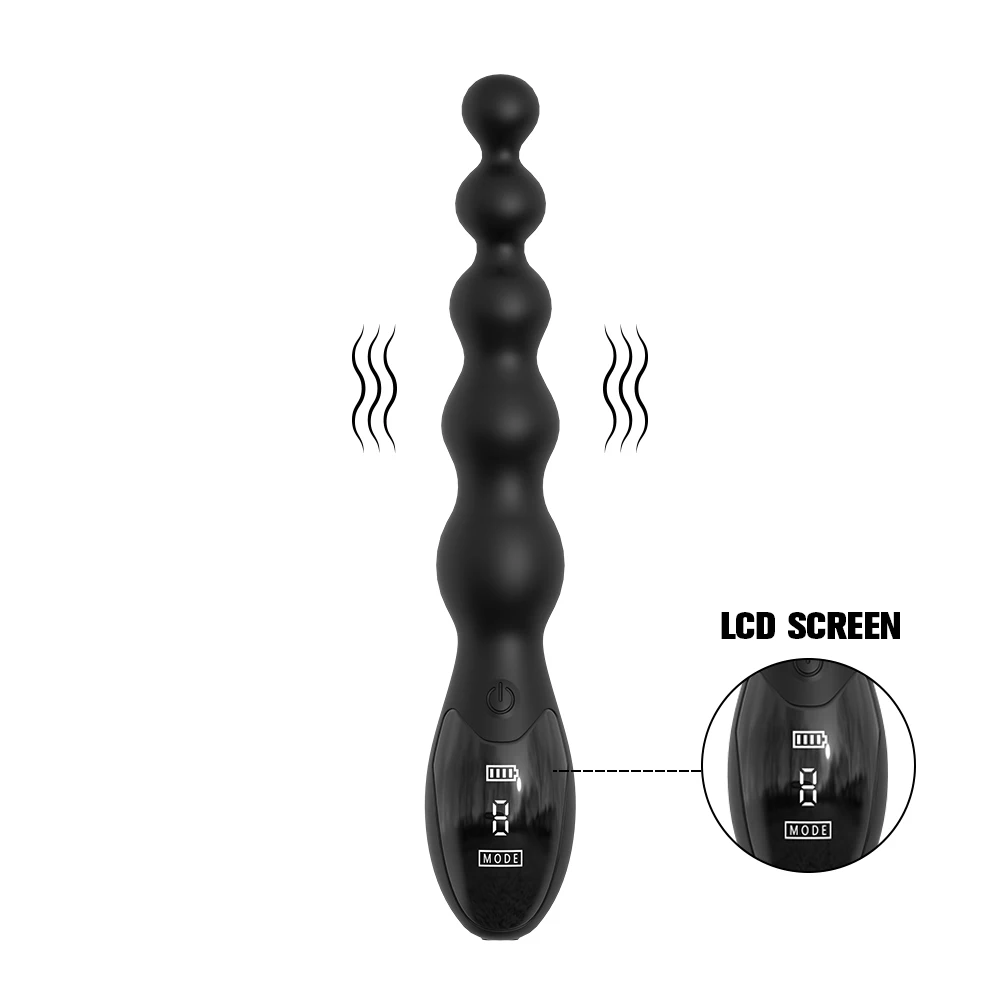 Vibrating Anal Beads Butt Plug LCD Screen Anal Vibrators Stimulation Massager Anal Plug Adult Sex Toy