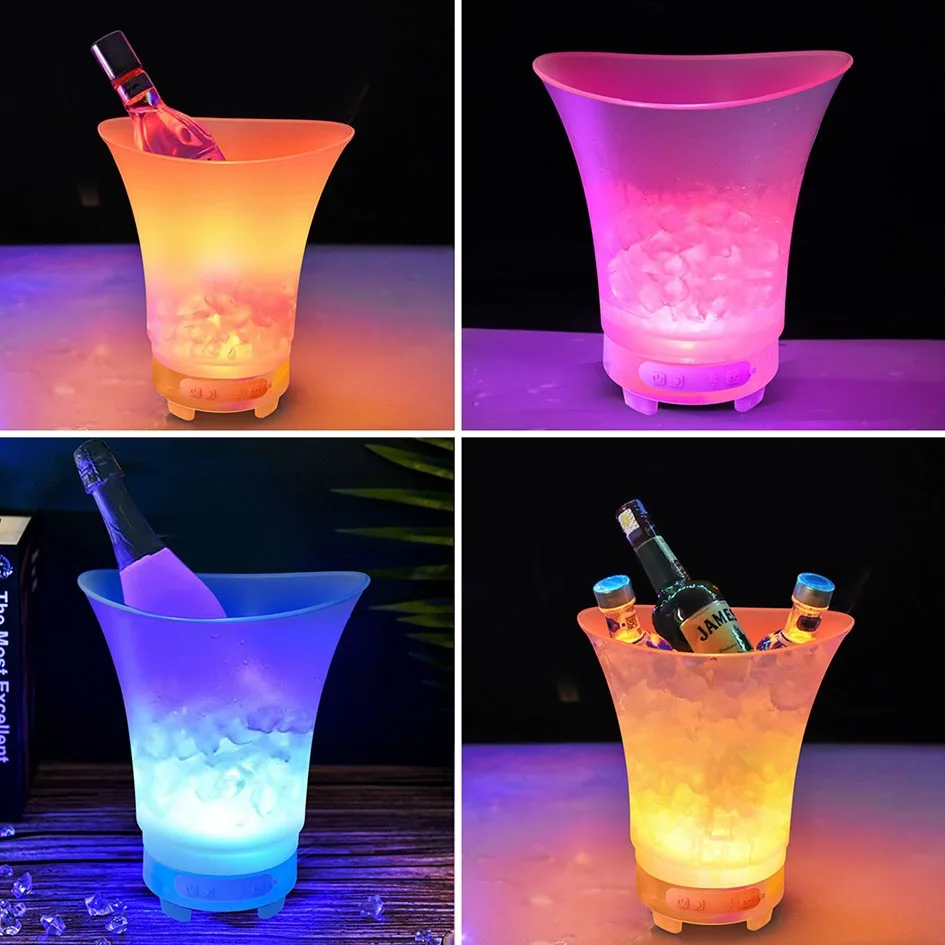Bucket With Lid Led Ice Bucket With Bluetooth Speaker 5L Large Capacity Wine  Ice Bucket Drink Containers With Multi Colors Changing For Party Buy  Cheaply On Home And Kitchen 5L Glowing LED Ice Bucket ICE Bucket Curve Design Automatic Color