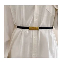 Ladies' PU Leather Belt  Alloy Buckle Decorative Elastic Waistband for Suits Skirts Wholesale Faux Cowhide Belt