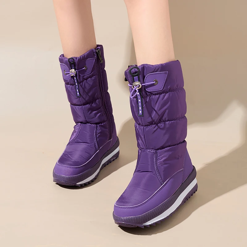 Polar Products Women's Quilted Short Winter Waterproof Snow Boots Fur Lined Water-Resistant Frosty Warm Anti-Slip Boot