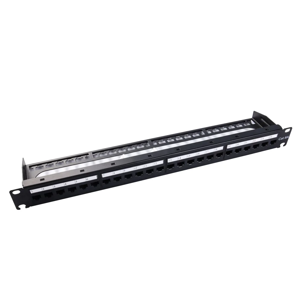19 Inch Keystone Jack Unloaded 24 Port Poe Din Rail Patch Panel with Cable Manager