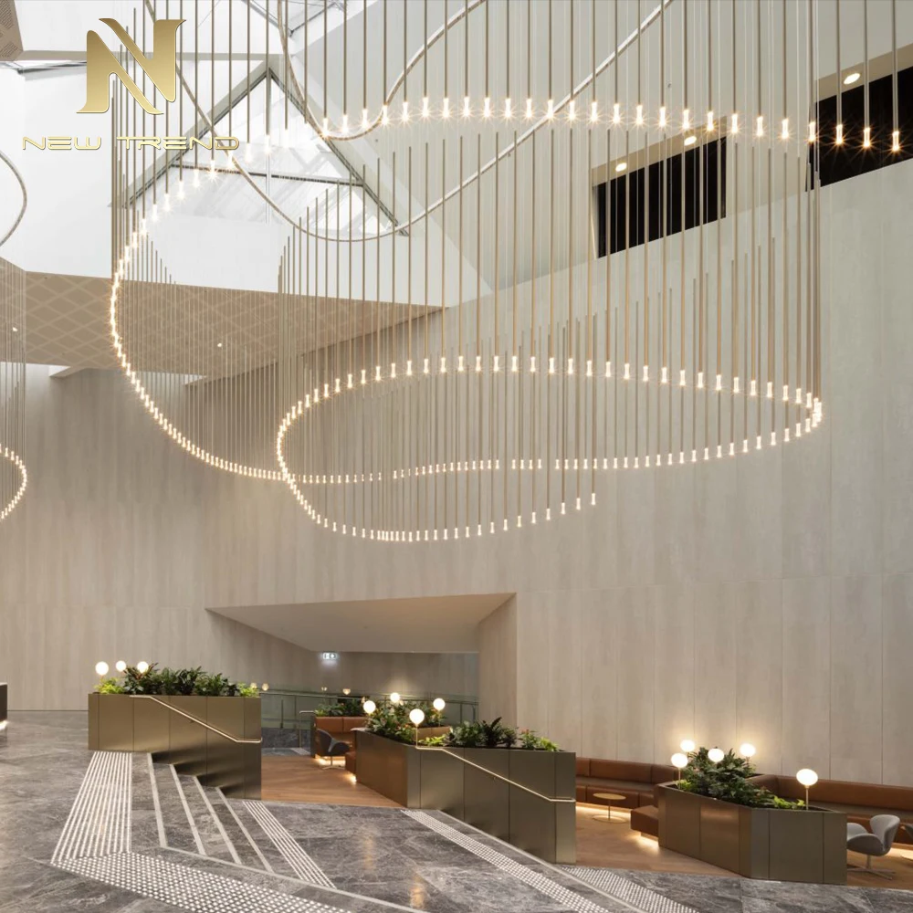 CPL-487 Bespoke Modern Linear Rod Suspension Lamp – Oversized Made-to-Order LED Sculpture for Commercial Projects
