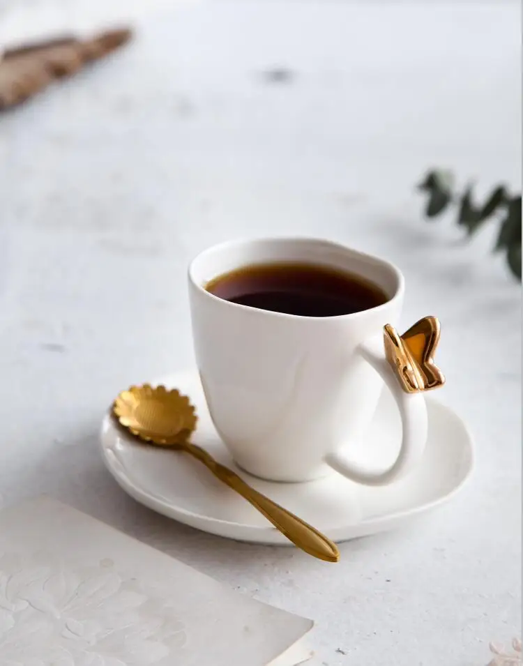 Elegant White Porcelain Afternoon Tea Cups Sets Luxury Decor Ceramic