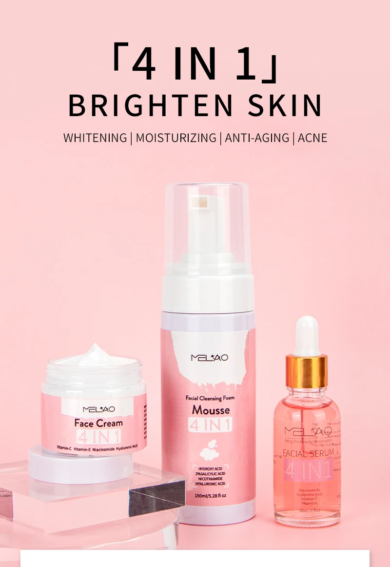 4 In 1 Routine Face Care Set Face Wash Lightening Facial Cleanser Foam