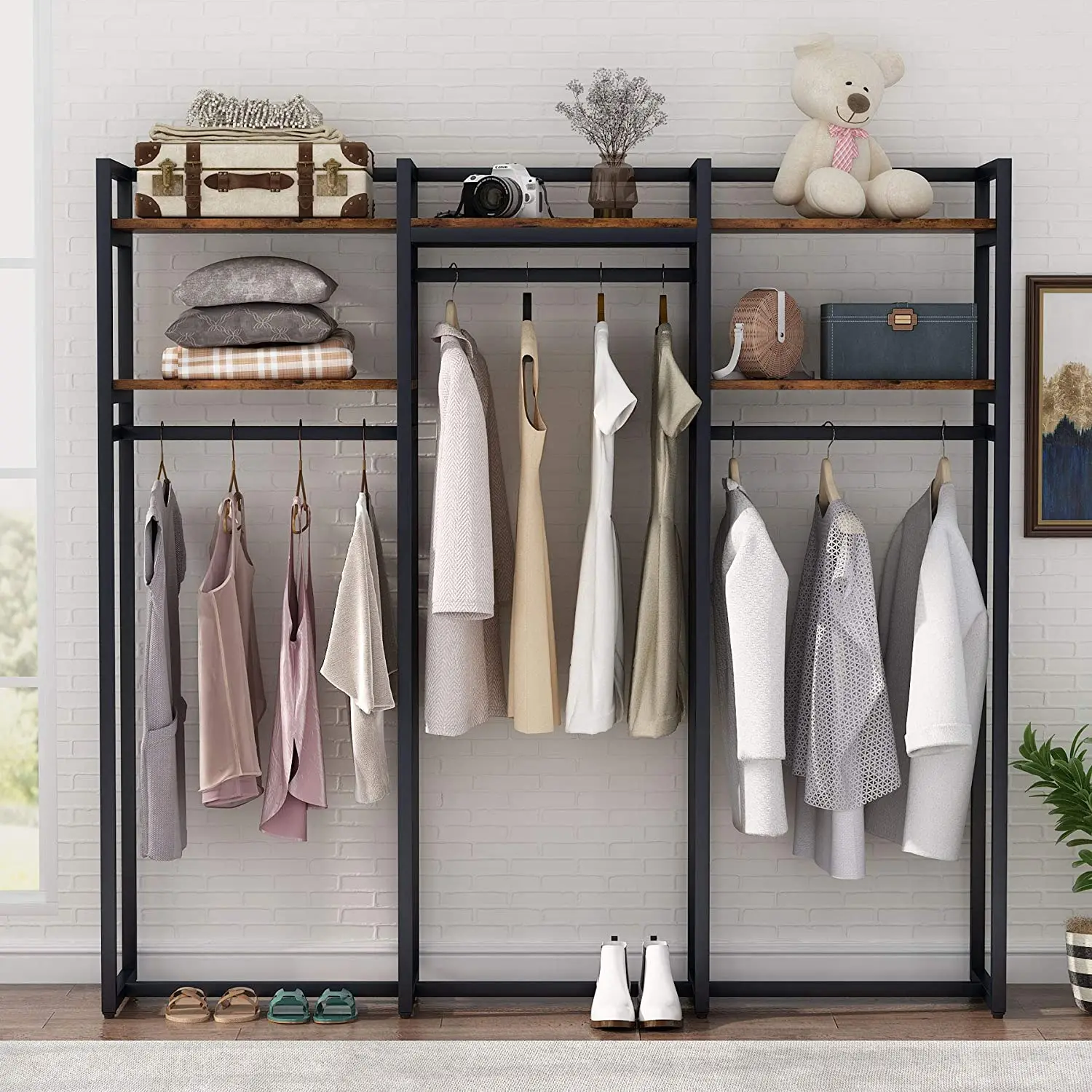 75 inch clothing rack with shelves,heavy