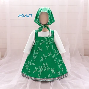 MQATZ New Spring Collection Girls Formal Maxi Dress Spanish Princess O-Neck Layered Floral Satin for Children's Formal Events