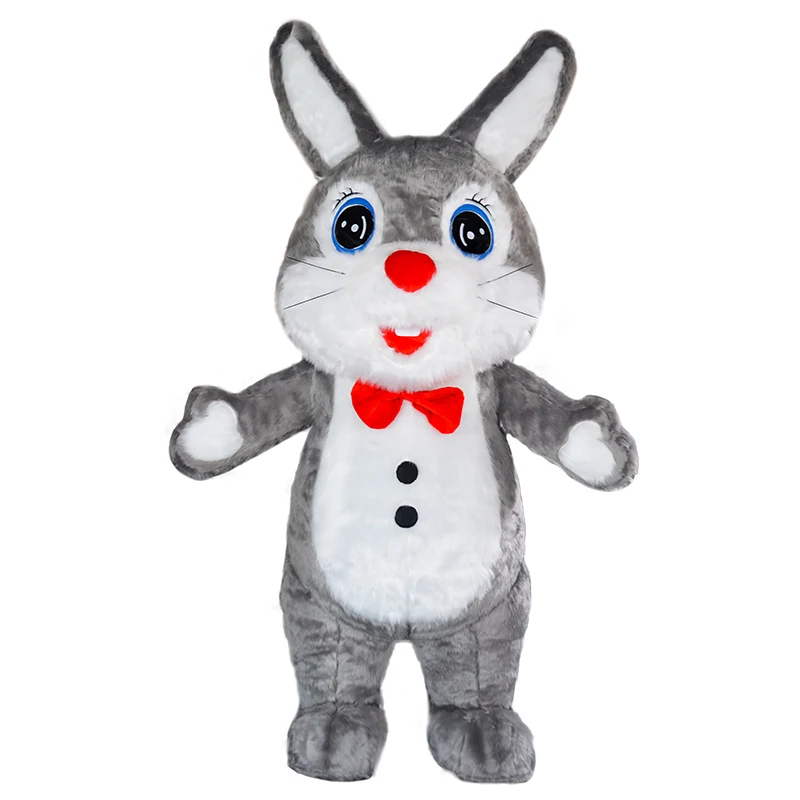 Grey Red Cartoon Bunny Mascot Costume for Carnival CE 2.6m Inflatable Fur Adult Unisex Suit