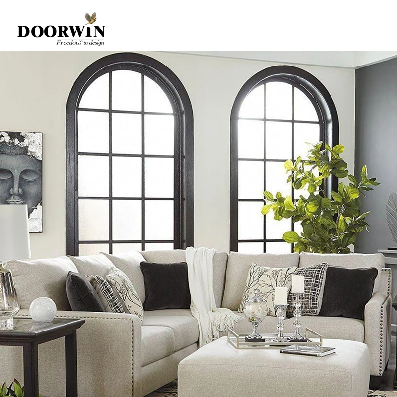 Doorwin Comfortable Custom-made New Design Double Glass Black Arch ...