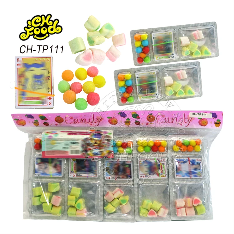 Wholesale Hot China Cheap Poker with Balloon Toy and Puffed Candy OEM Halal Candy Toys for Kids