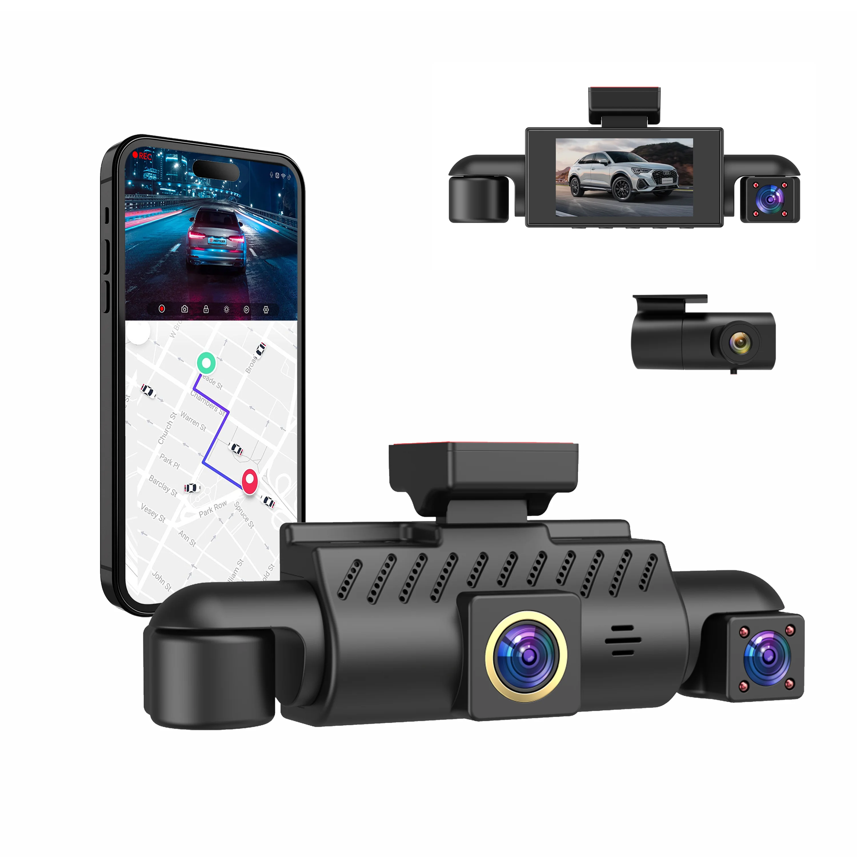 Mini WIFI 4kanálová palubní kamera vpravo a vlevo 4k, noční vidění, úhel 136°, s zadním objektivem, autokamera DVR, 24hodinový parkovací monitor