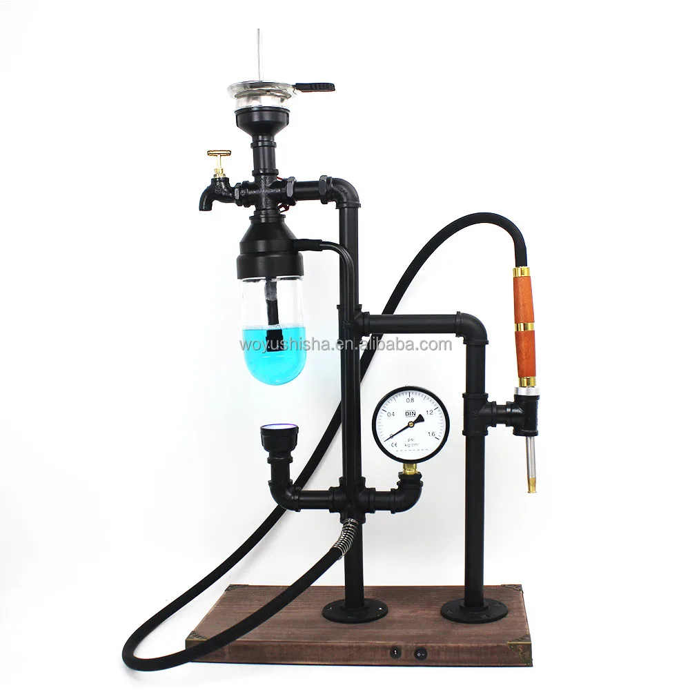 Custom Big Huka Sisa Metal Stem Shisha Kit Rechargeable Led Light Unique Design Bar Hookah