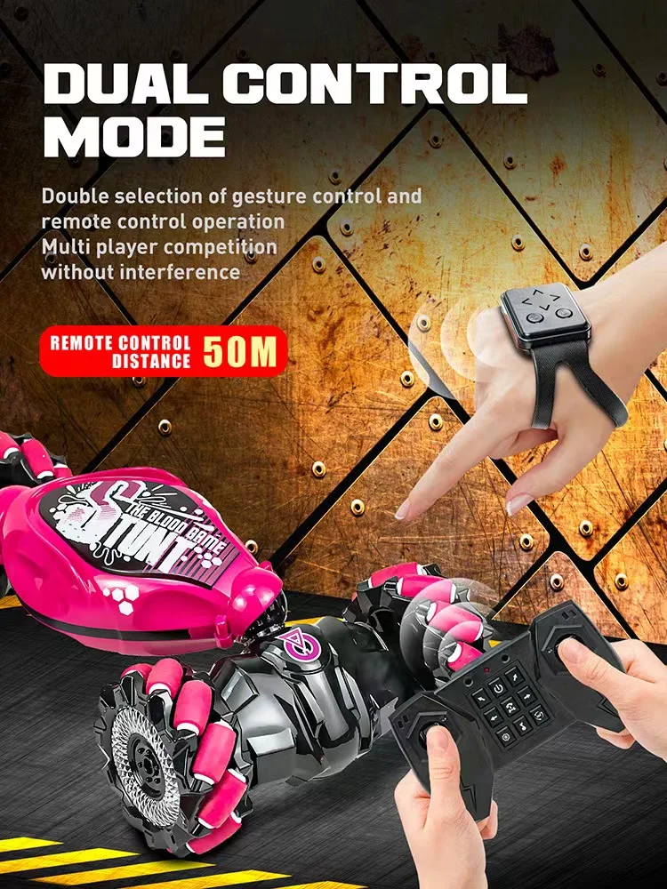 Kaili Rc Twist Car Kids 2.4G High Speed Drift Gesture Watch Remote Control Vehicle Toy Double Sided Stunt Rc Cars with Light