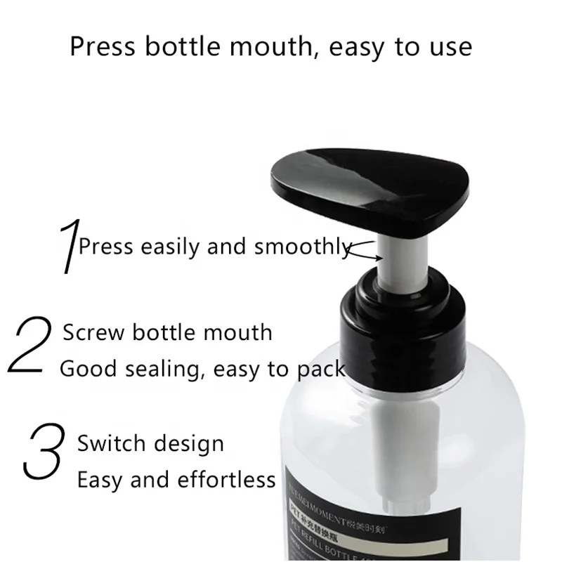 Wholesale LOW MOQ Luxury Plastic PET Bottle Lotion Pump Bottle Body Soap Shampoo 300ml 400ml 500ml 600ml
