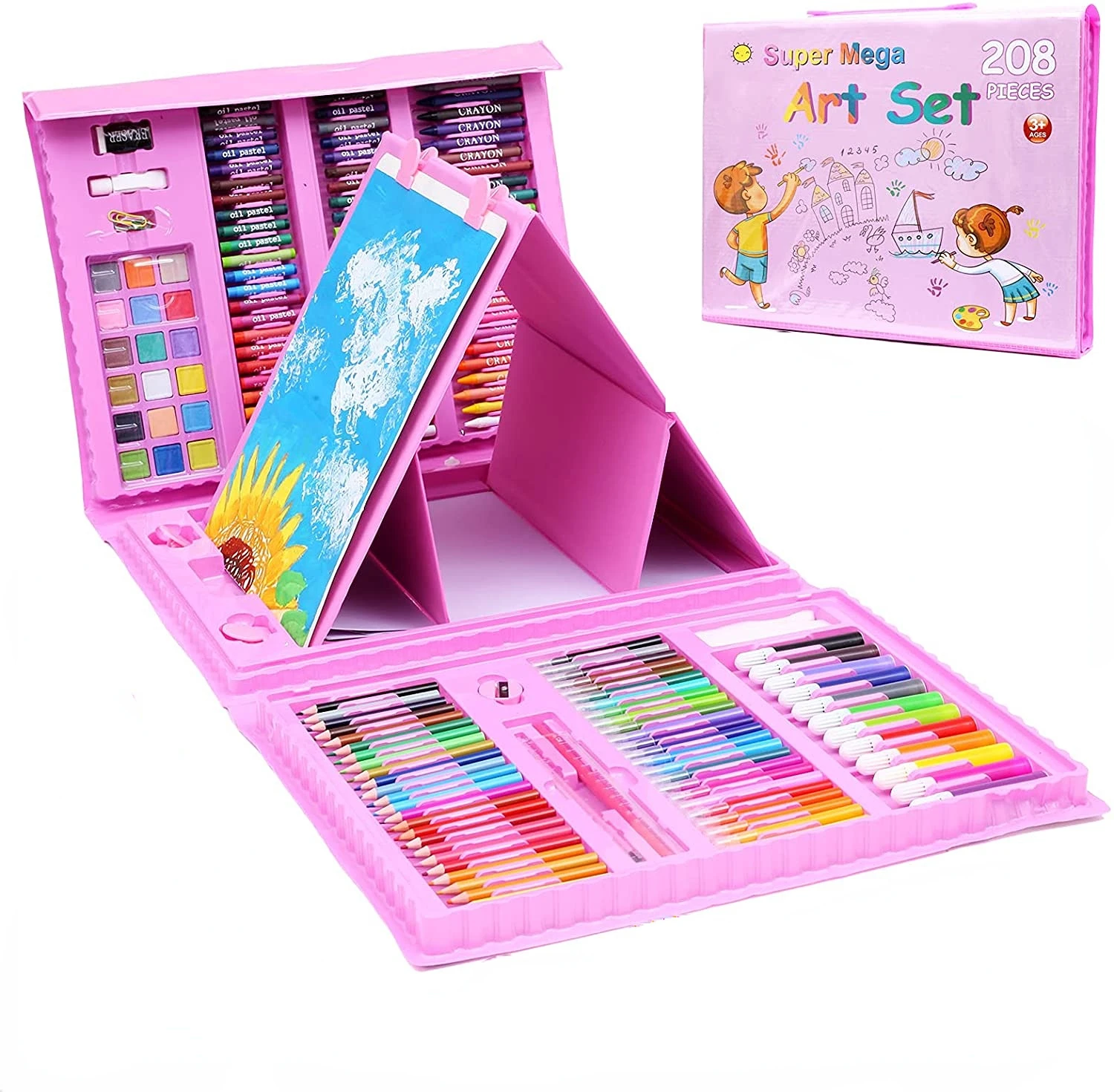 Bulk-buy Professional 86 Pieces Drawing Kits Non-Toxic Plastic Case Kids  Children Gift Box Stationery Painting Drawing Art Set price comparison